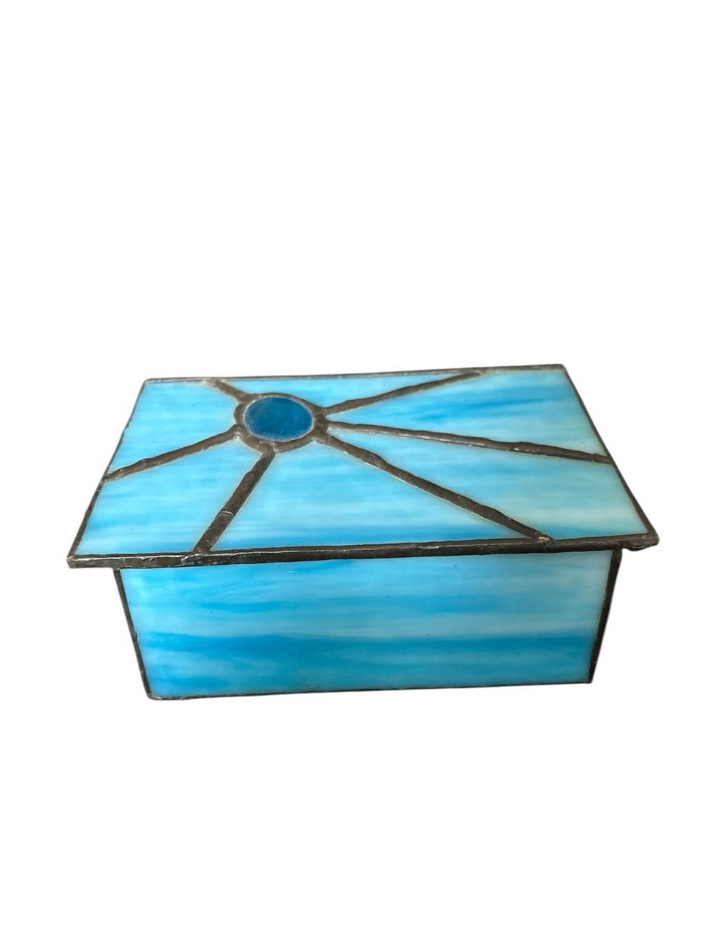 Blue Stained Glass Trinket Box
